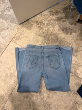 MOTHER Light Blue Flared Wide-Leg Jeans